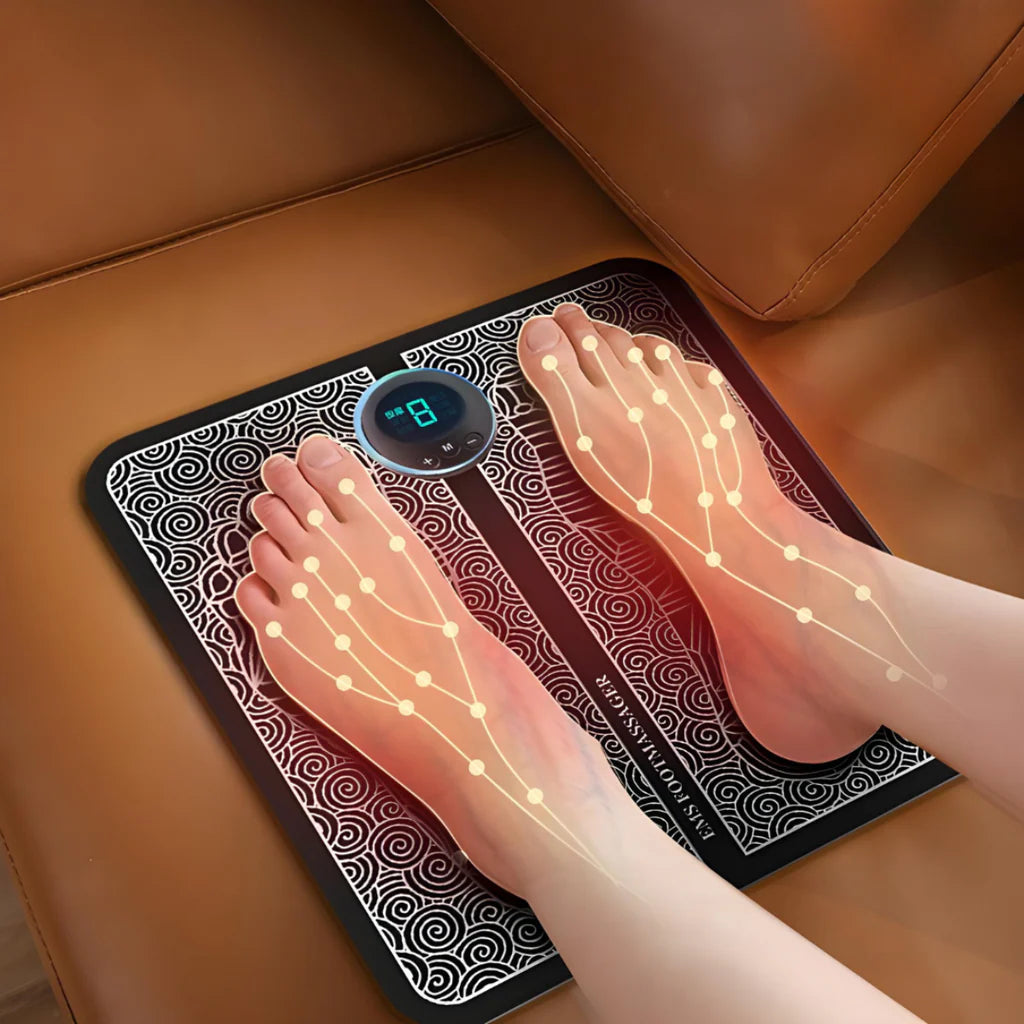 Portable Wireless Electric Foot Massager – Rechargeable Folding Pain Relief Mat with 8 Massage Modes & Intensity Levels