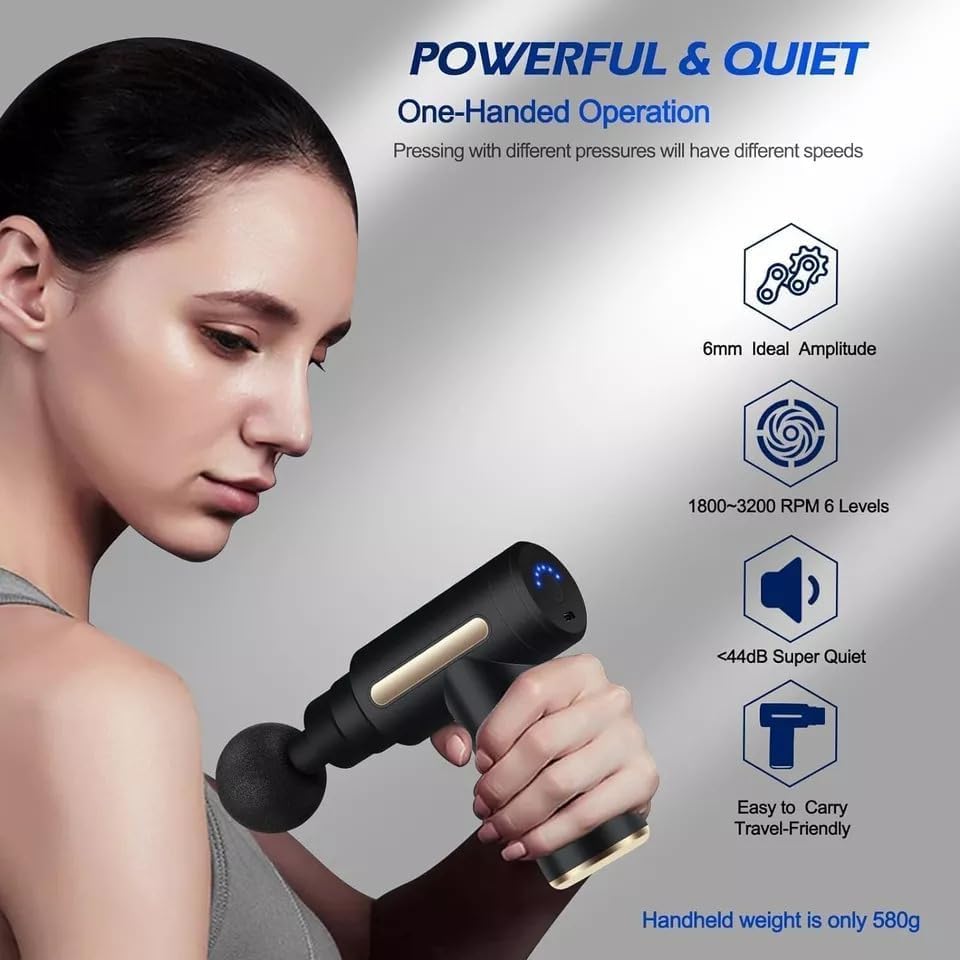 Mini Massage Gun Deep Tissue Portable 6 Speeds Massager(6 Months Optional Warranty)