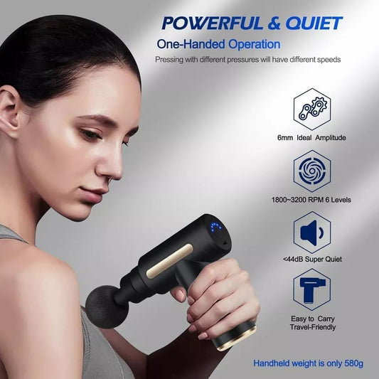 Mini Massage Gun Deep Tissue Portable 6 Speeds Massager(6 Months Optional Warranty)