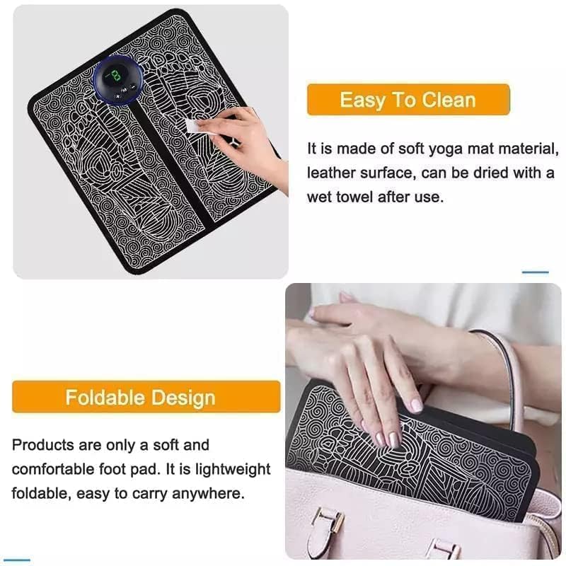 Portable Wireless Electric Foot Massager – Rechargeable Folding Pain Relief Mat with 8 Massage Modes & Intensity Levels