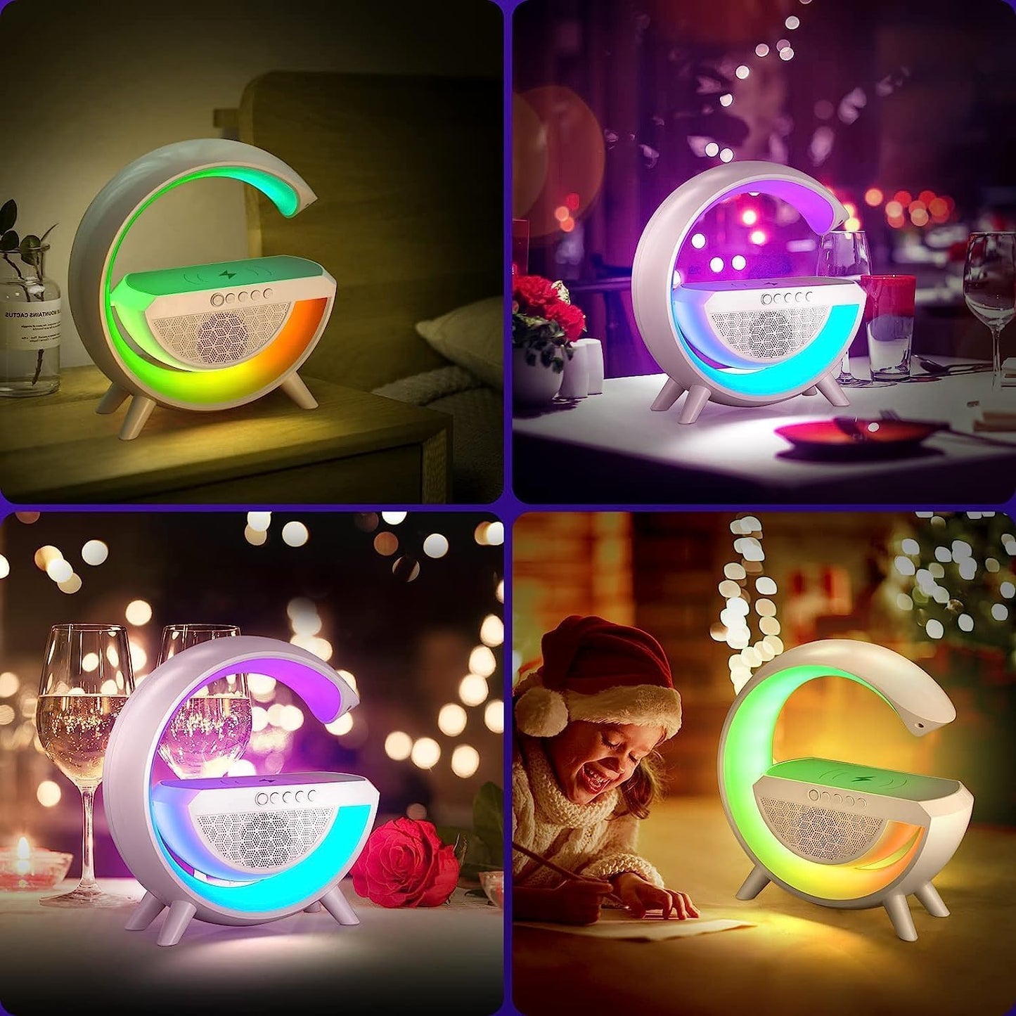 Smart G-Shaped Bluetooth Speaker with RGB Light, Wireless Fast Charging(Random Color/Variant)