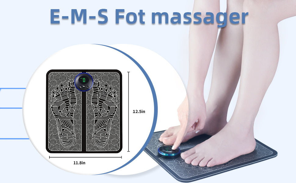Portable Wireless Electric Foot Massager – Rechargeable Folding Pain Relief Mat with 8 Massage Modes & Intensity Levels