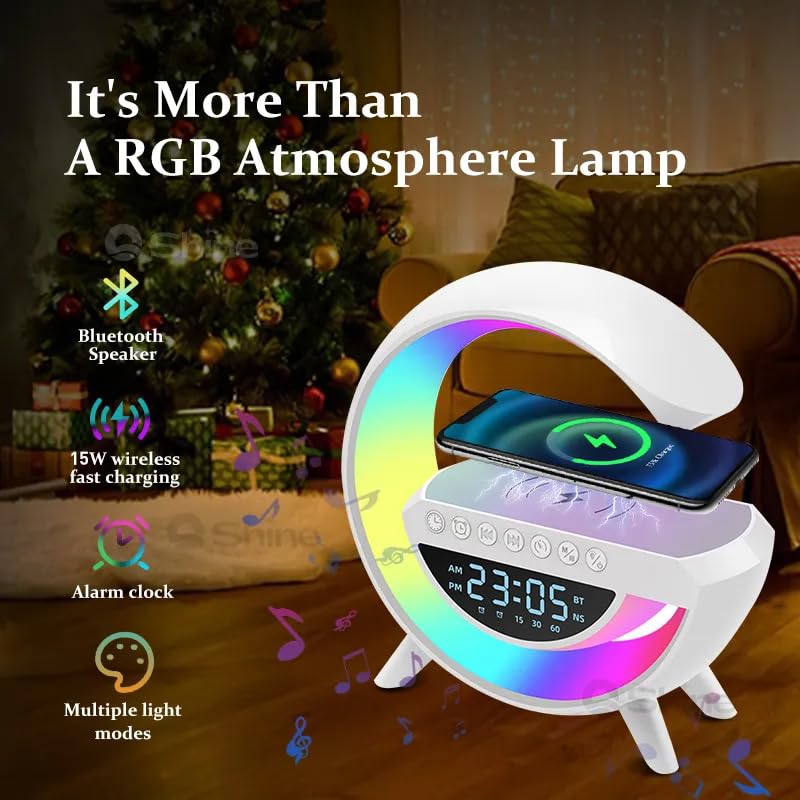 Smart G-Shaped Bluetooth Speaker with RGB Light, Wireless Fast Charging(Random Color/Variant)